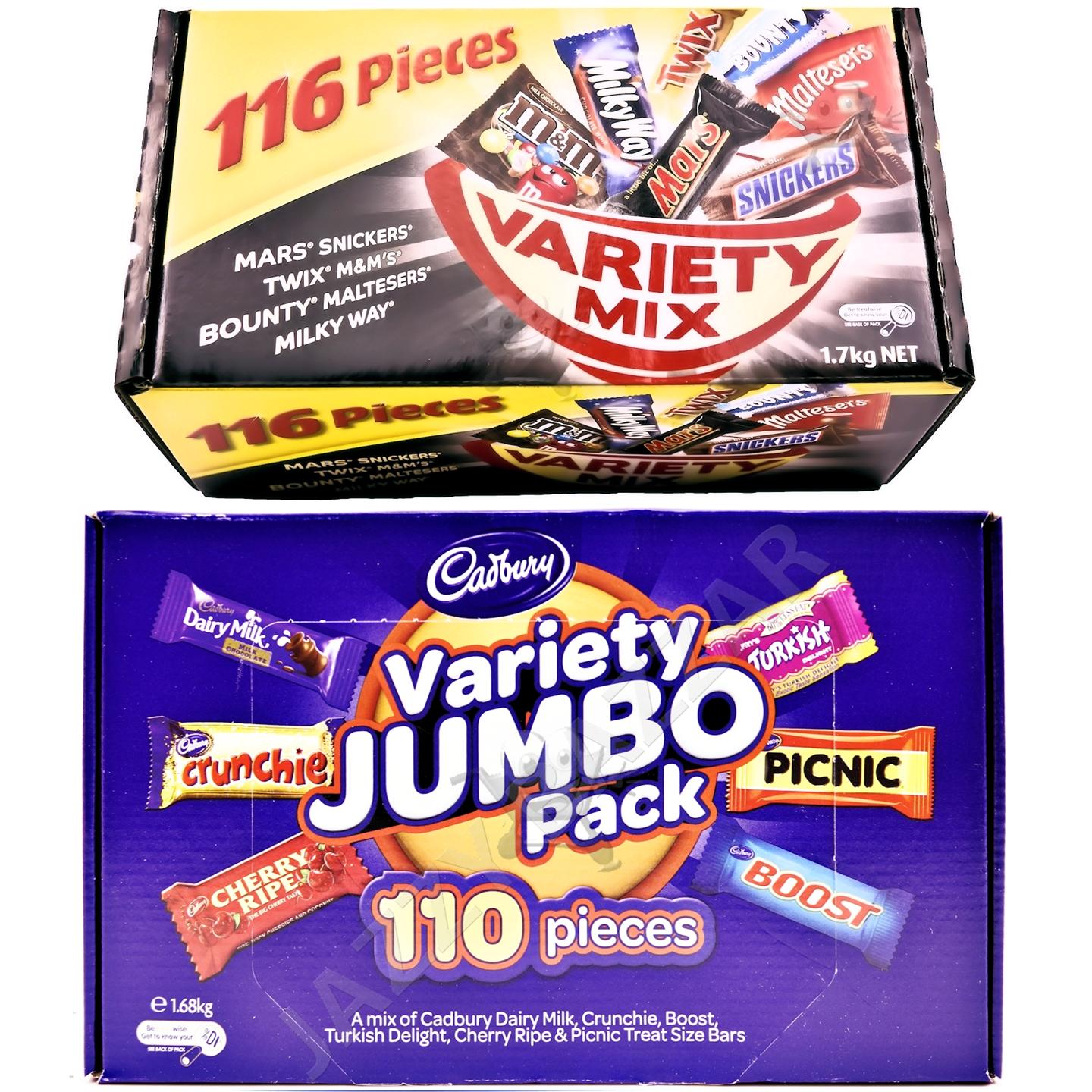 Mars 116 VARIETY MIX+ Cadbury 110 VALUE JUMBO Pack Milk Chocolate Wholesale Box eBay