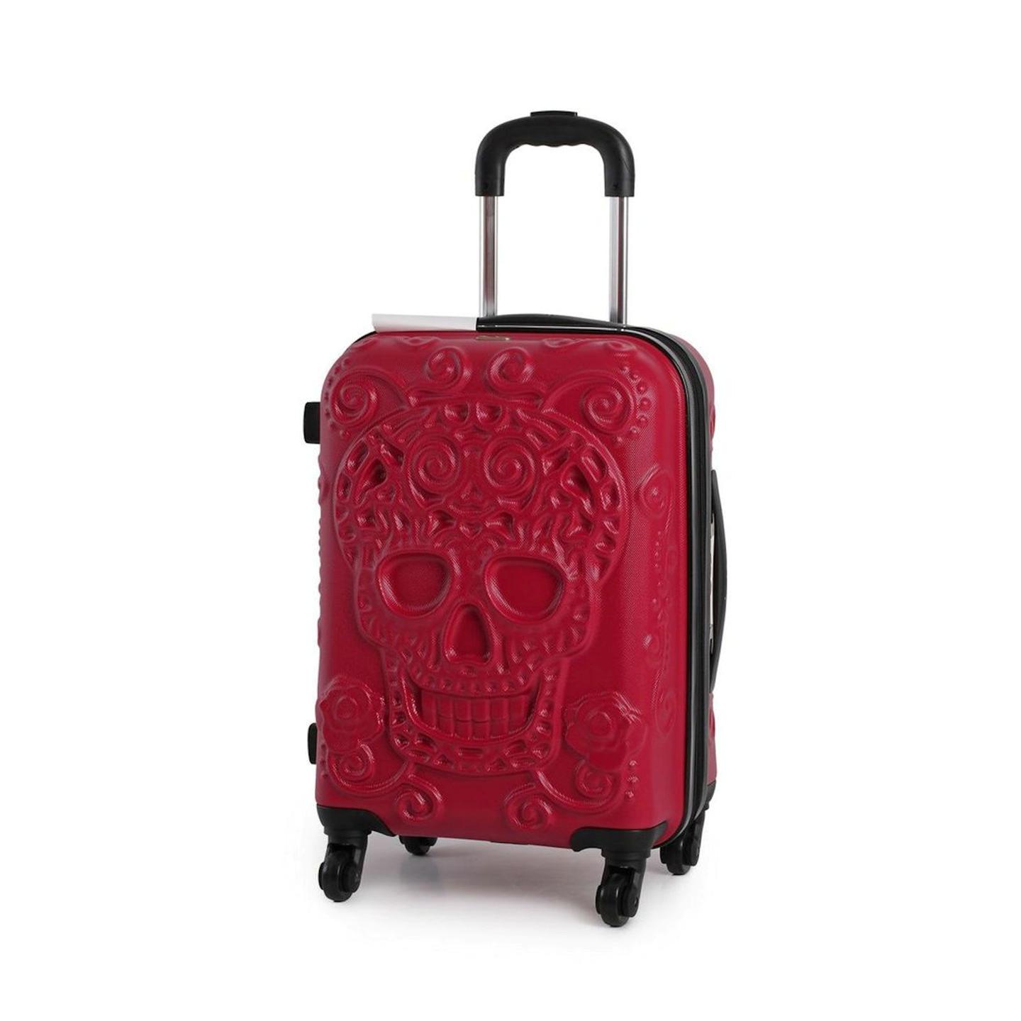 IT Luggage Skull Emboss Hard Shell Suitcase 3Pc Trolley Case Set