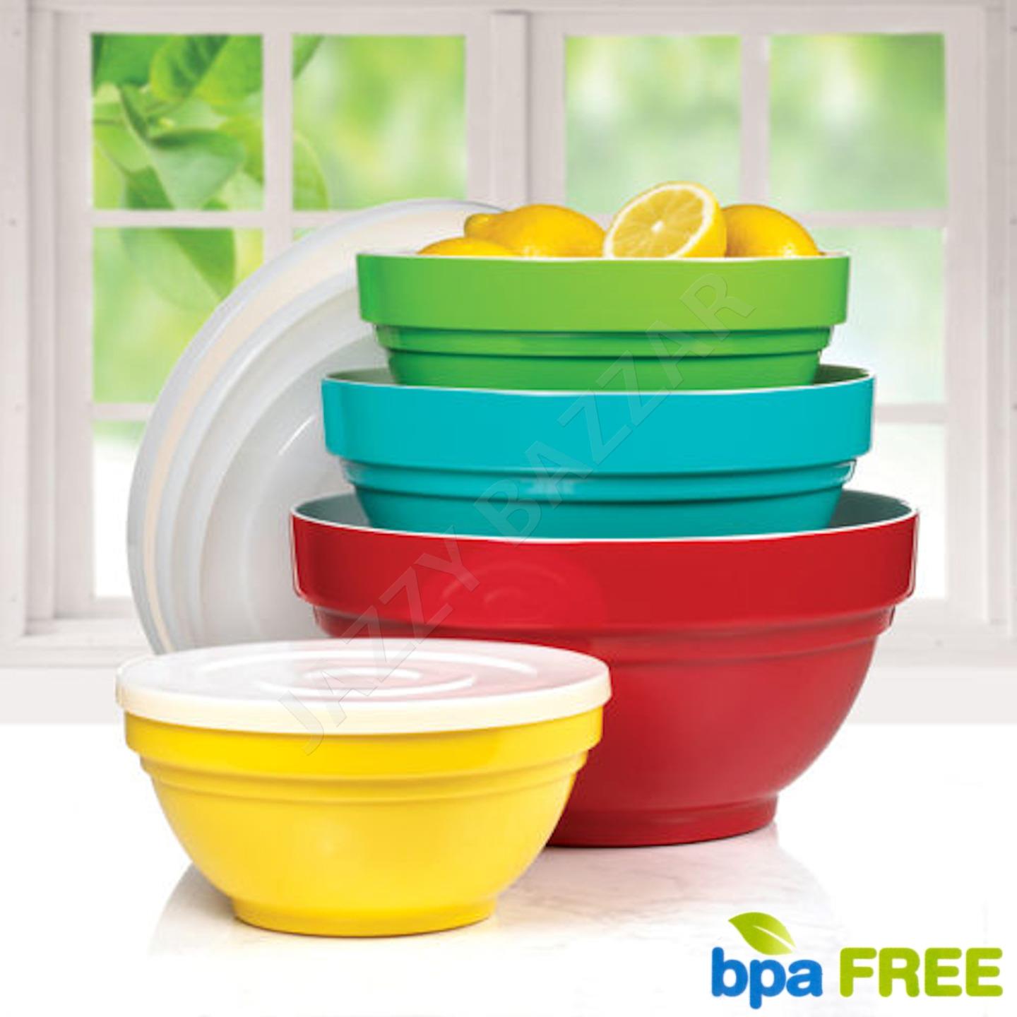 4Pc Melamine Bowls 100 Melamine Mixing Bowl Set Air Tight Lid Non Slip
