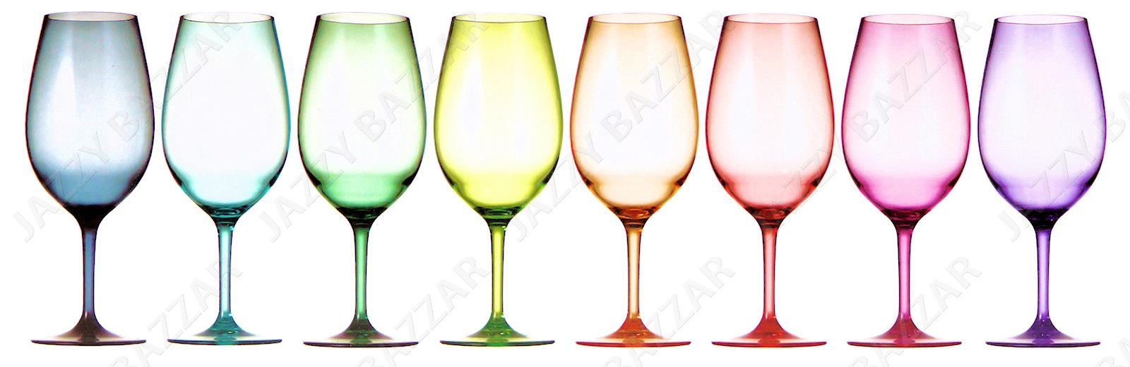 8 Acrylic Plastic Wine Glass Set 680ml Coloured TRITAN Party Drinking