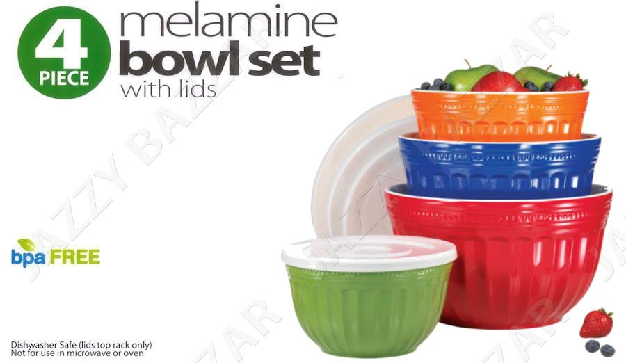 Melamine Bowl Fluted 4pc 100 Melamine Mixing Bowl Set Air Tight Lids
