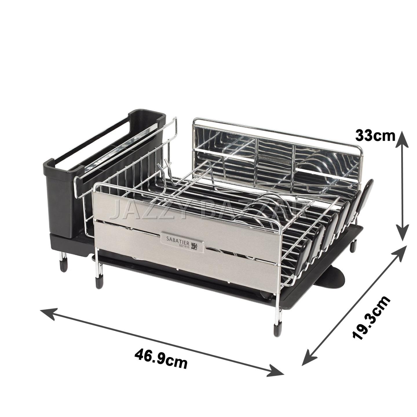 SABATIER Expandable Stainless Steel Dish Drying Rack Cutlery Drainer