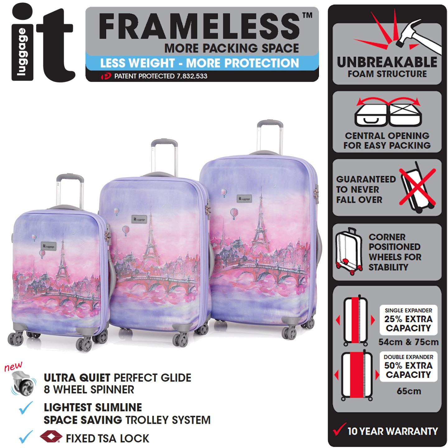 IT Luggage Paris Balloons 3 Trolley Suitcase Set Travel Cabin Bag Lightweight