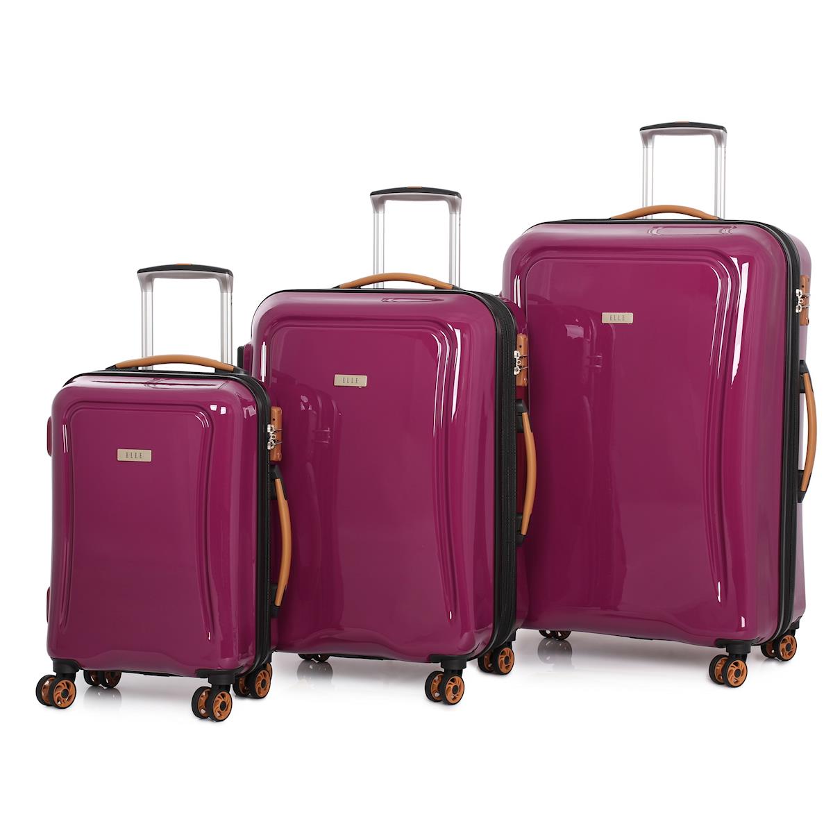 3 ELLE Luggage GROOVE Hard Shell Case Trolley Suitcase Set Carry On