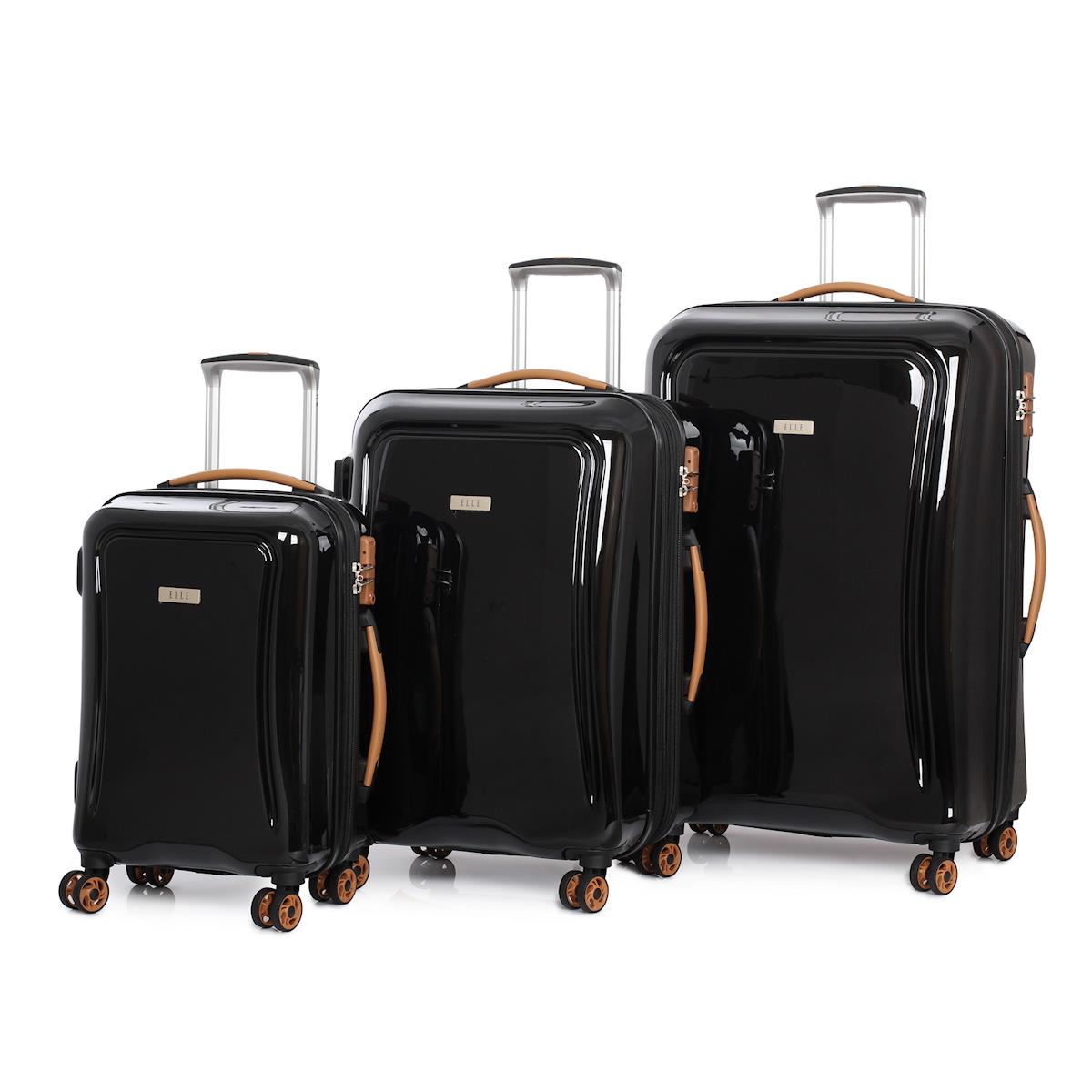 3 ELLE Luggage GROOVE Hard Shell Case Trolley Suitcase Set Carry On