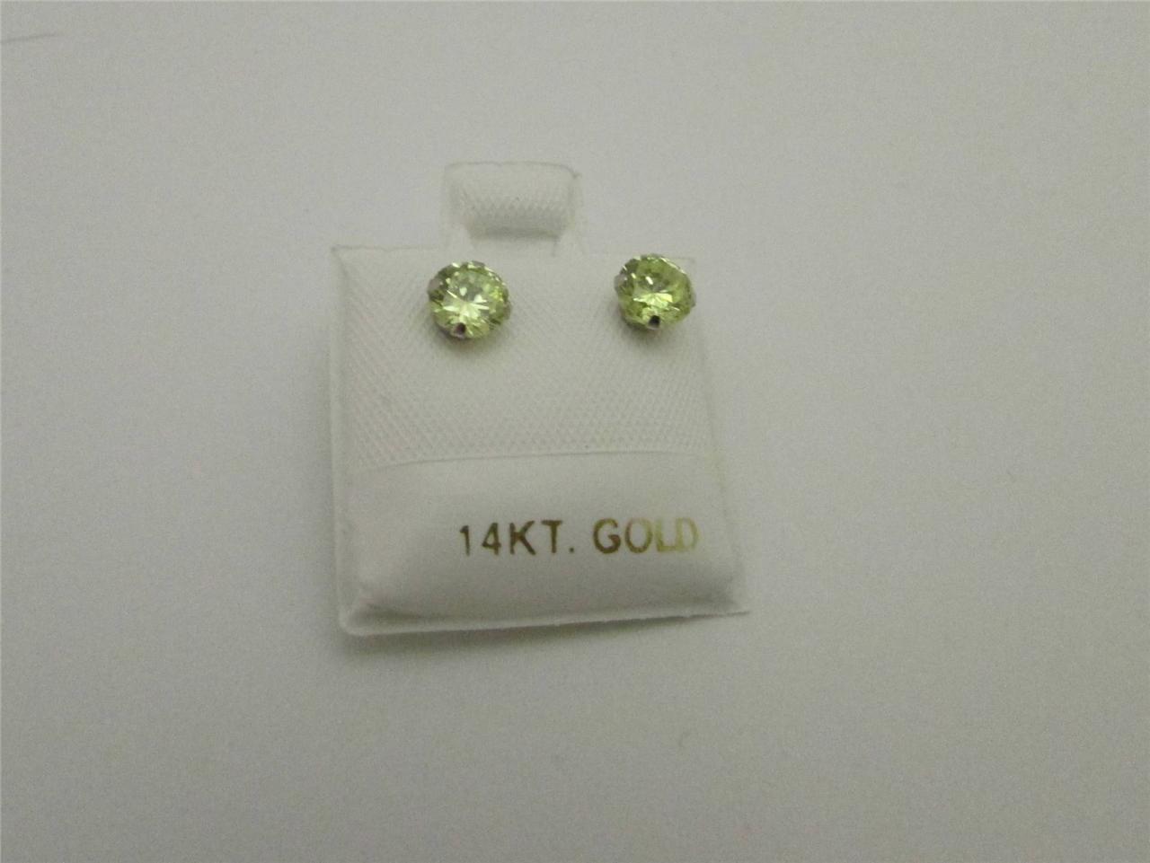 Birthstone Earrings 14kt White Gold Round Shape Stud Aaa Birthstone Earrings 14kt White Gold Round Shape Stud