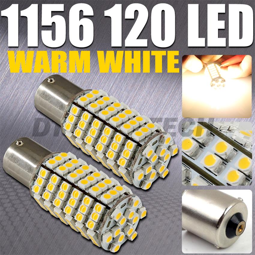 10X 1156 BA15S RV Trailer 12V LED Lights Bulbs 120 SMD Warm White eBay