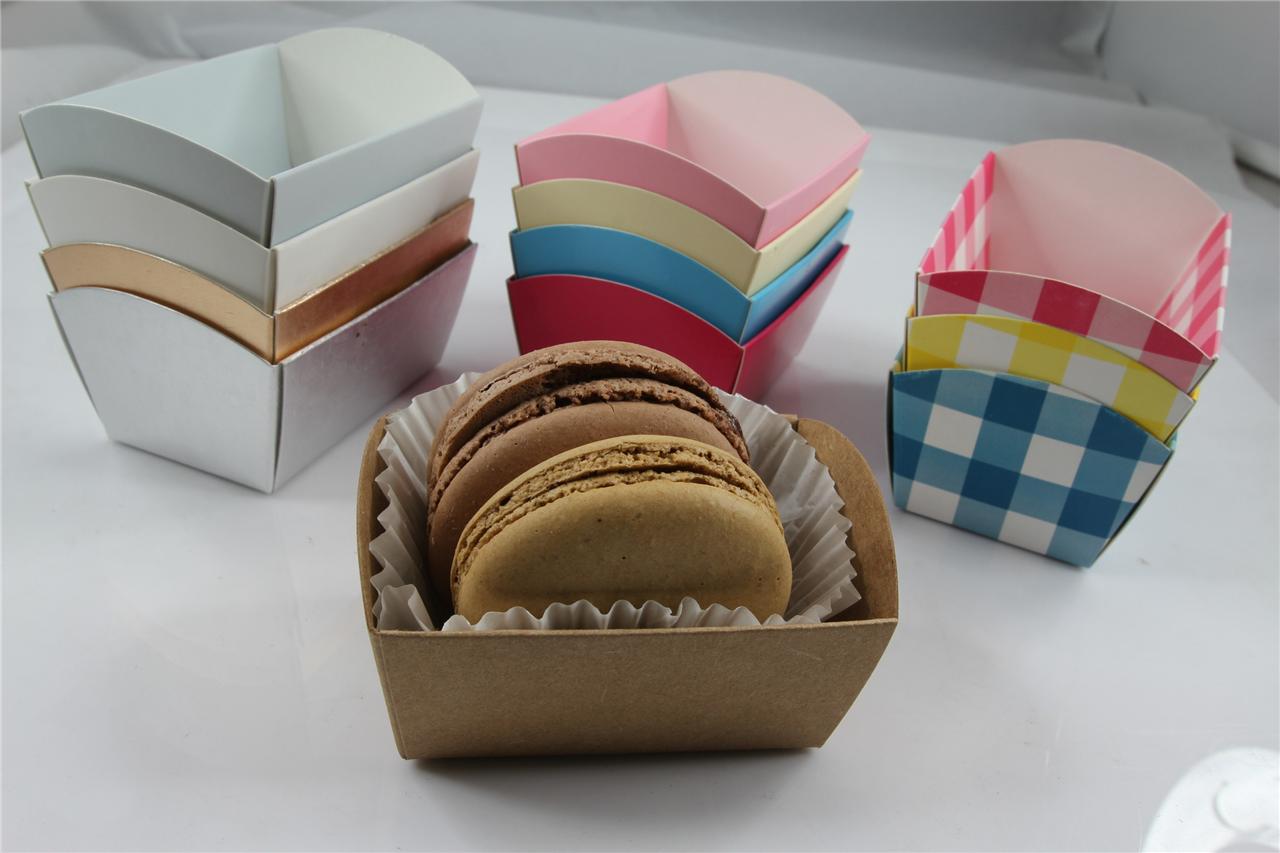 50x Mini Paper Candy Cookie Nut Trays Holders, Cello Bag Base, Party