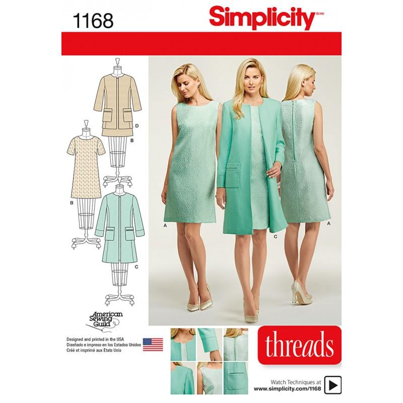 SIMPLICITY SEWING PATTERN MISSES' DRESS LINED COAT JACKET SIZES 6 - 24