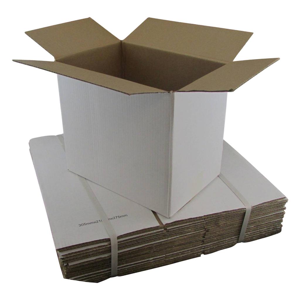 100 x White Cardboard Boxes 305x215x275mm White Packaging Carton