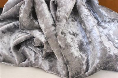 Sample Silver Crushed Velvet Mtm Curtains Extra Long Huge