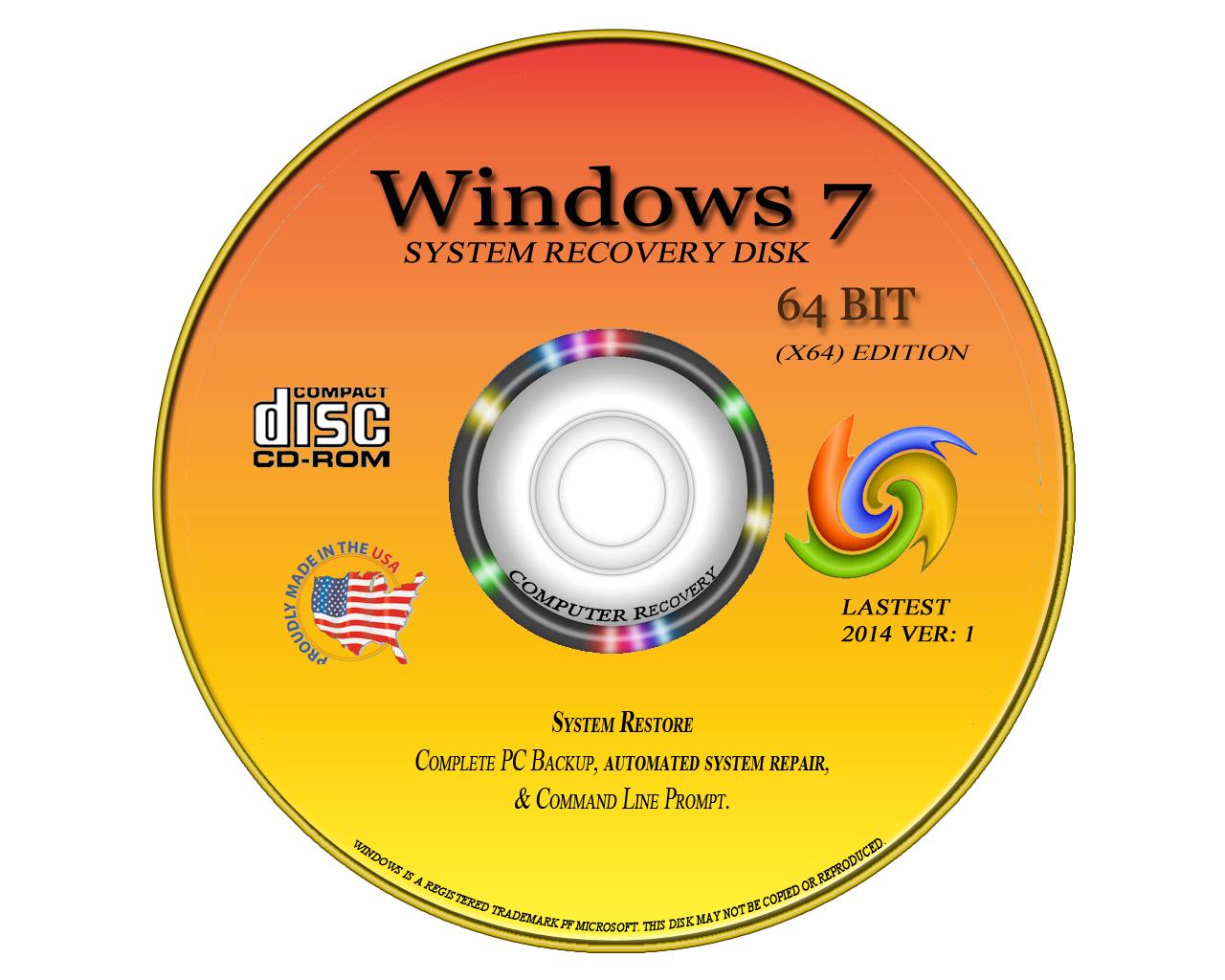 Window 7, 64 Bit System Recovery Software Disc New 2014 version eBay