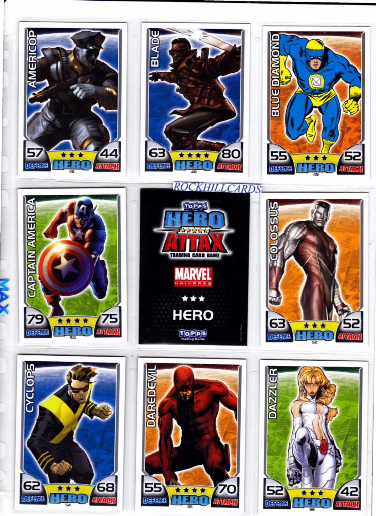 TOPPS HERO ATTAX MARVEL UNIVERSE- PICK YOUR OWN HERO BASE CARD-#86-118