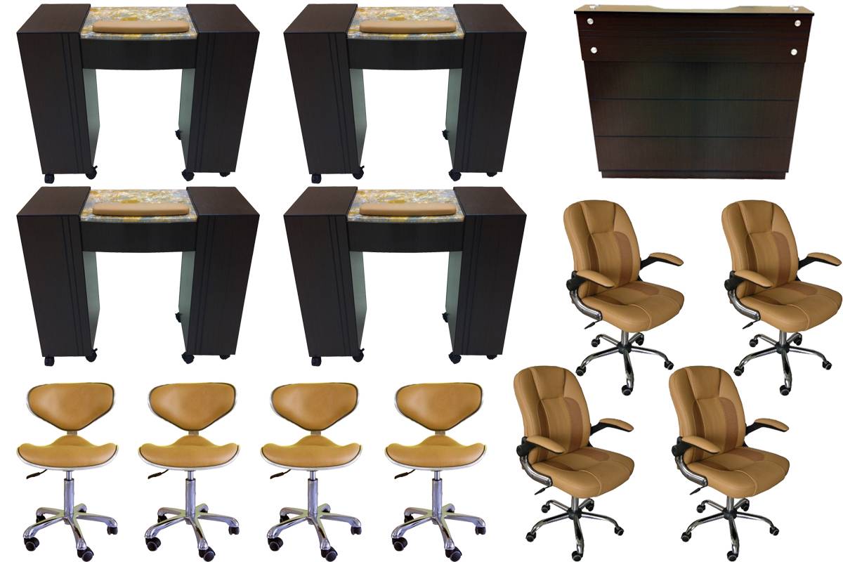 Fuji Nail Salon Package Manicure Table Customer Chair Stool Nail Dryer