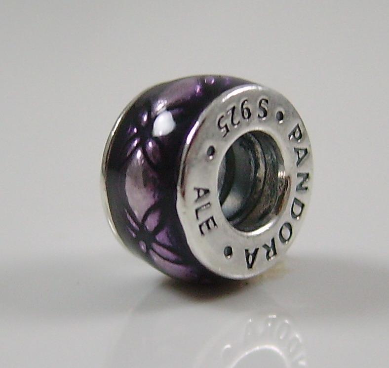 Authentic Genuine Pandora Silver Purple Enamel Vintage Spacer Charm