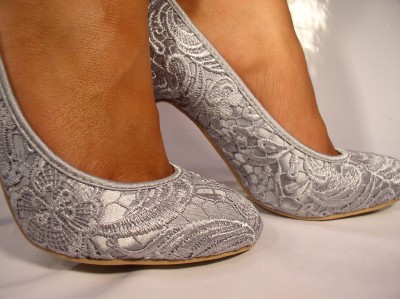 silver grey satin shoes