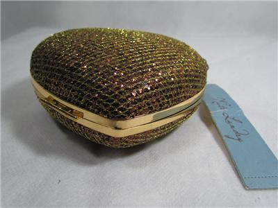 Bronze Evening Clutch on New Kate Landry Bronze Glitter Heart Hard Case Clutch Mini Evening Bag