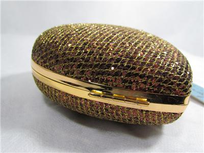 Bronze Evening Clutch on New Kate Landry Bronze Glitter Heart Hard Case Clutch Mini Evening Bag