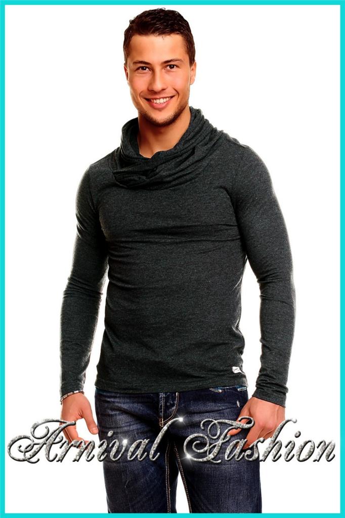 Mens Long Sleeve Top Men Sweater Jumper Neck Pullover Plain Casual