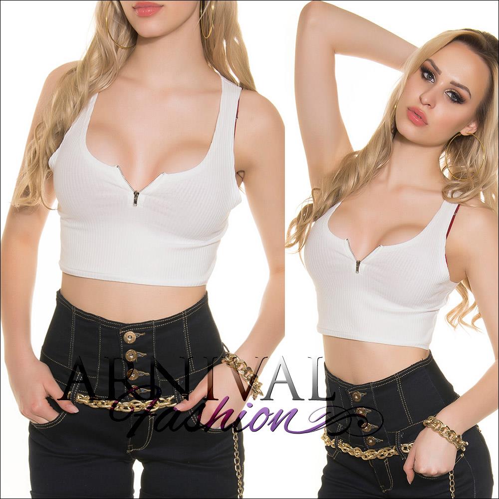 Sleeveless zip up crop top clearance
