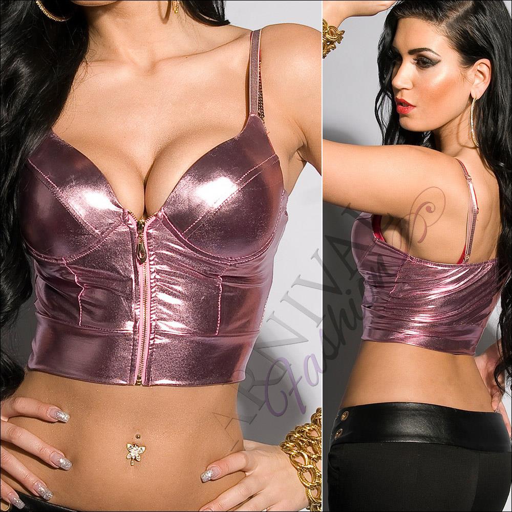 NEW SEXY PADDED CROPPED TOPS girls 6 8 10 12 CROP CLUB SHIRT strappy zip up top | eBay