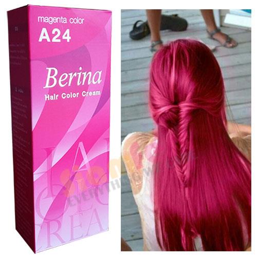 Berina Permanent Color Hair Dye Cream Magenta A24 Free Shipping