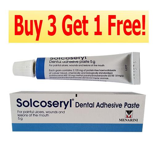 SOLCOSERYL DENTAL ADHESIVE PASTE 5G. FOR PIANFUL ULCERS // Buy 3 Get 1