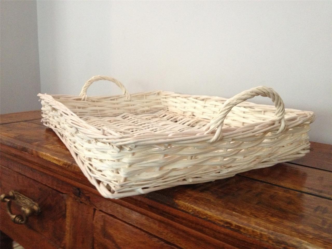 LARGE COUNTRY STYLE SHALLOW WICKER TRAY SHOP DISPLAY KITCHEN BREAD