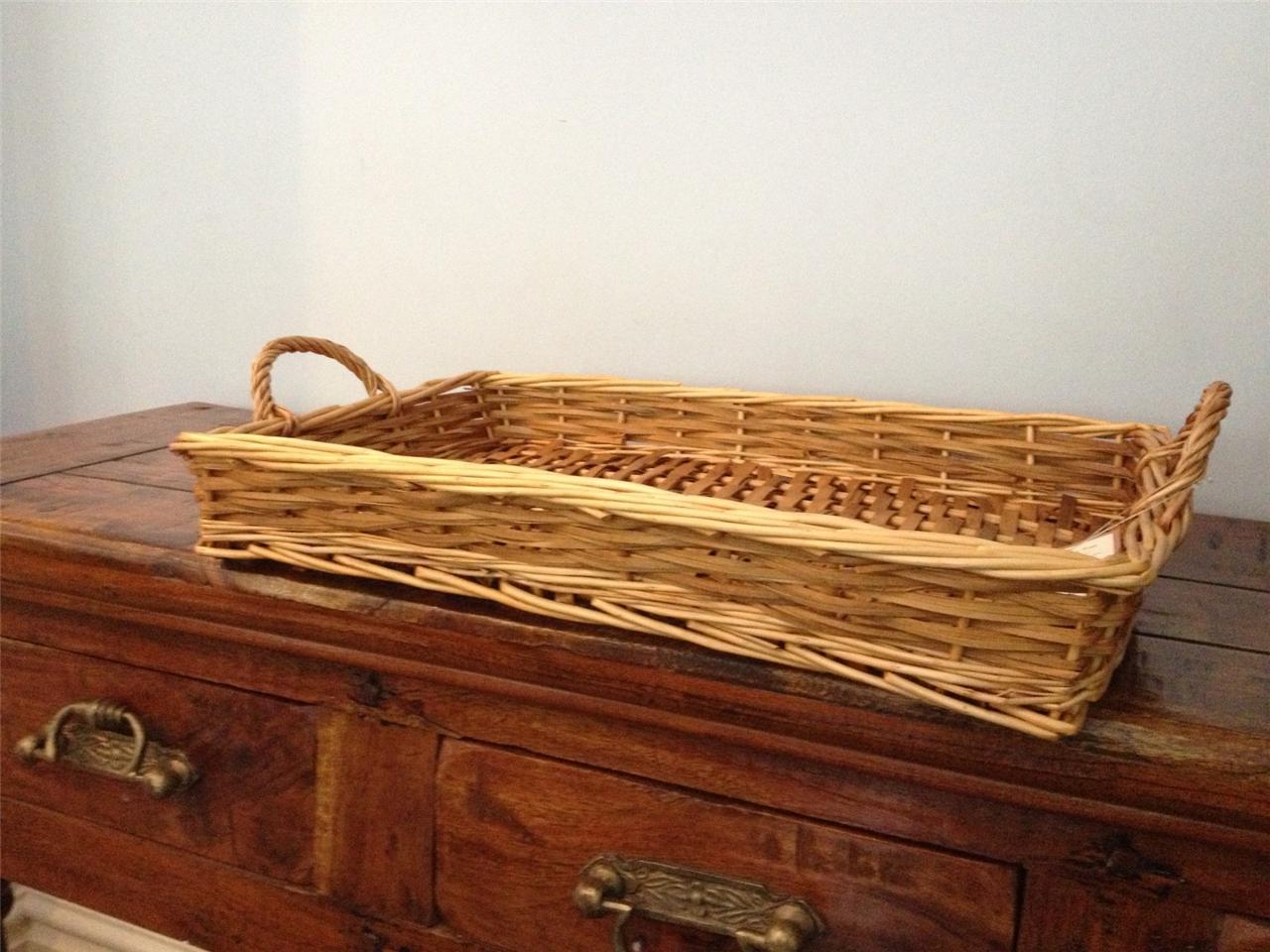 Large Country Style Shallow Wicker Tray Shop Display Kitchen Bread