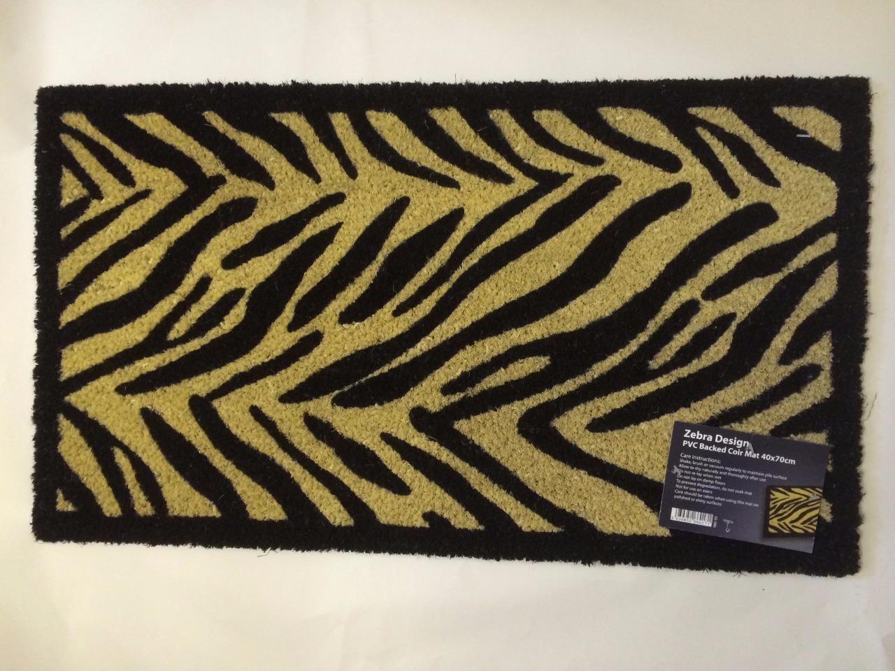 LARGE ZEBRA LEOPARD PAW ANIMAL PRINT ENTRANCE IN/OUT DOOR MAT 100 COIR