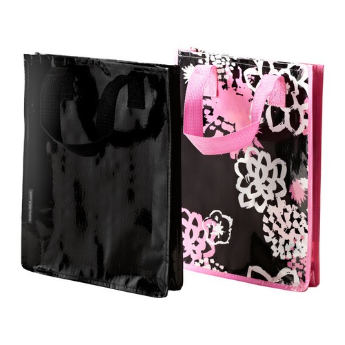 IKEA Lingo Reusable Shopping Grocery Storage Tote Bag Black Pink Flower New | eBay