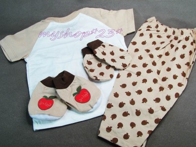 Newborn Baby Clothes Sets on Newborn Baby Boy 0 6 Clothes Gift Box Set Of 4 Brown White Apple New