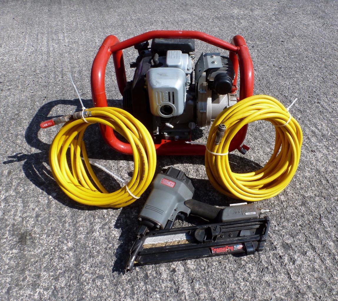 Clarke Petrol Air Compressor Honda GC135 4.0 Engine & SENCO FramePro