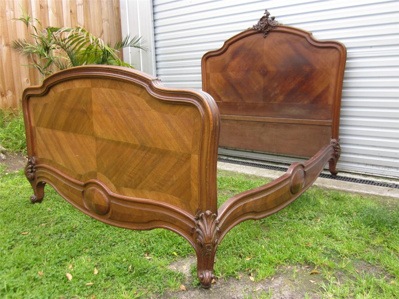 ANTIQUE FRENCH LOUIS XV STYLE ROCOCO WALNUT DOUBLE BED eBay