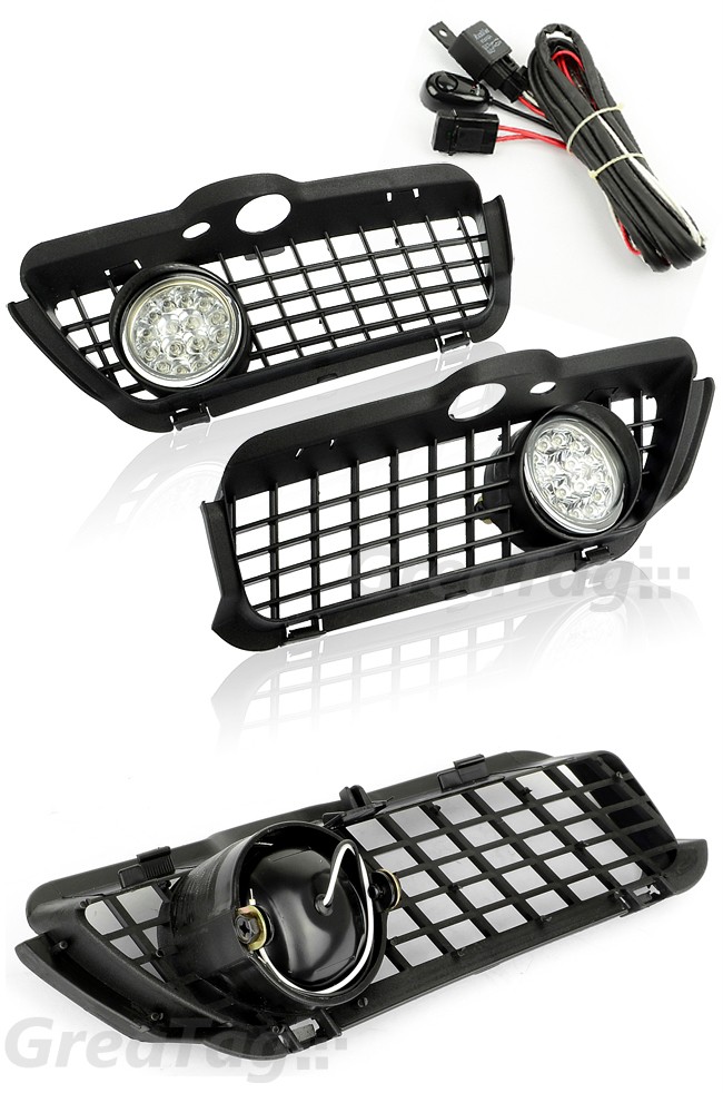 FOR 9298 VW MK3 JETTA VENTO LED FOG LIGHT FRONT BUMPER GRILL DRL RELAY
