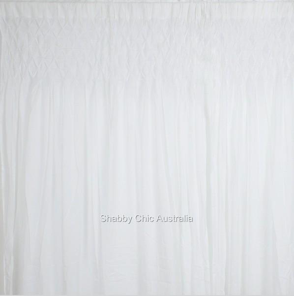 Shabby French Country Curtains Drapes 2 White Vintage