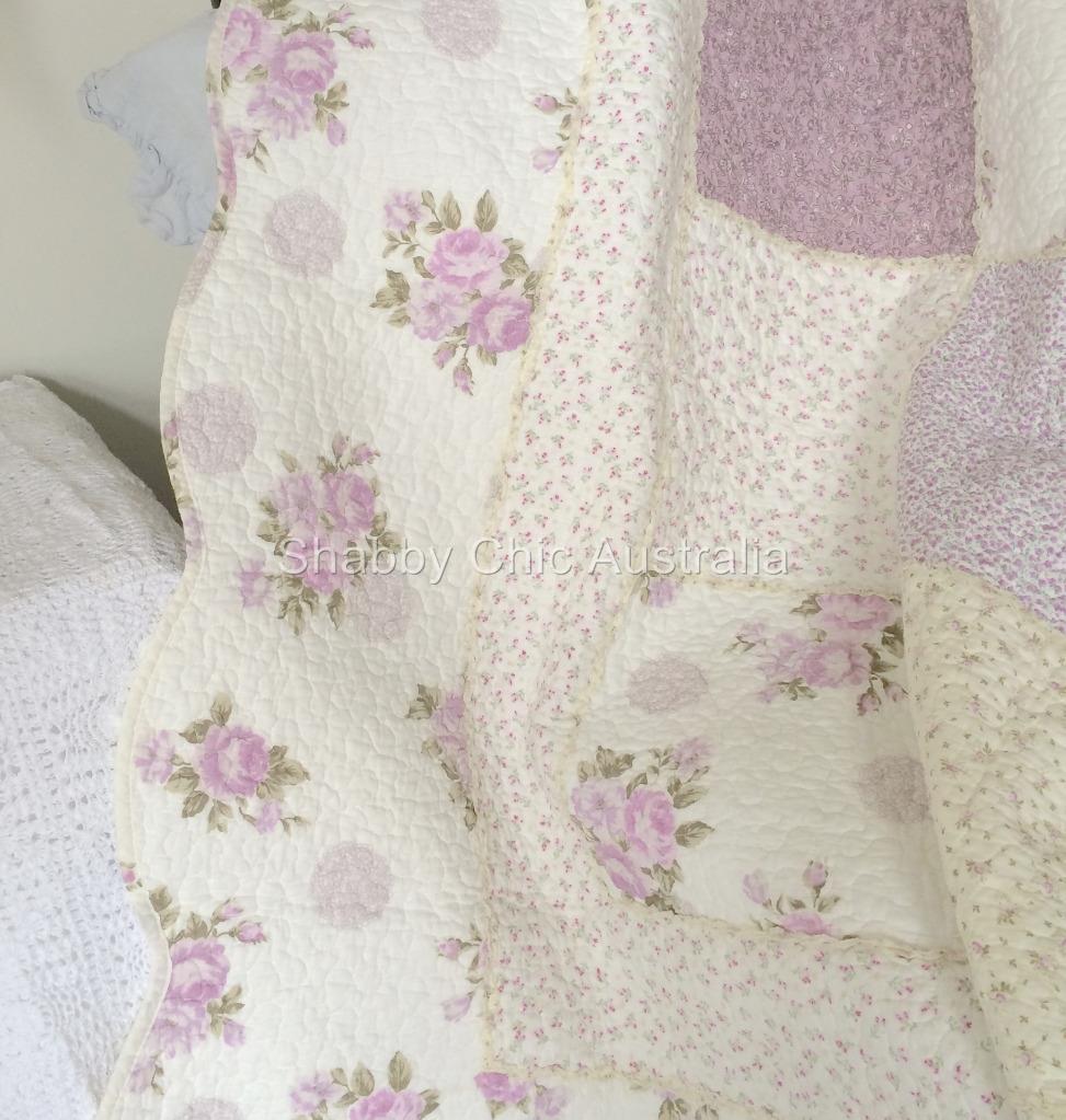 queen bed country lavender shabby rag roses chic patchwork quilt bedspread set ebay queen bed country lavender shabby rag roses chic patchwork quilt bedspread set ebay