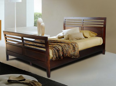 Sleigh Queen  on Vifah Berkshire Walnut Wood Queen Size Sleigh Bed Frame   Ebay