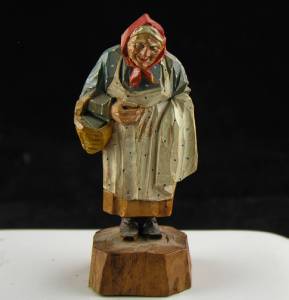 folk forest carving swiss lady antique anri figurine german wood