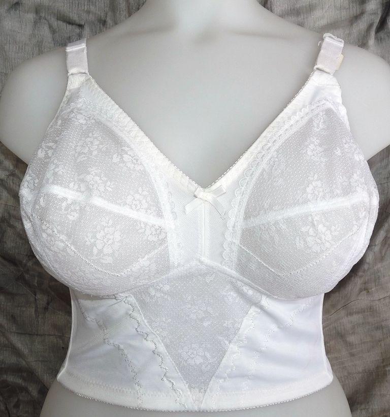 White Long Line Bras Control, Full Cupped Support Sizes 36 44 C & D