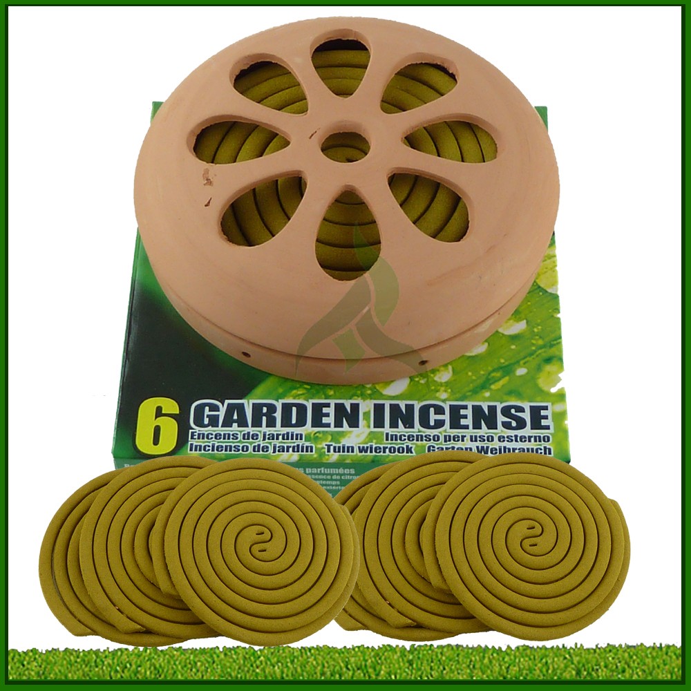 6 PACK CITRONELLA INCENSE COILS TERRACOTTA HOLDER GARDEN CAMPING TRAVEL