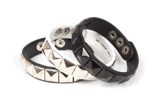 4-Piece Leather Studded Bracelet Set - Punk Rock Spiked Cuff Wristbands For Men & Women, Grunge Emo Accessories