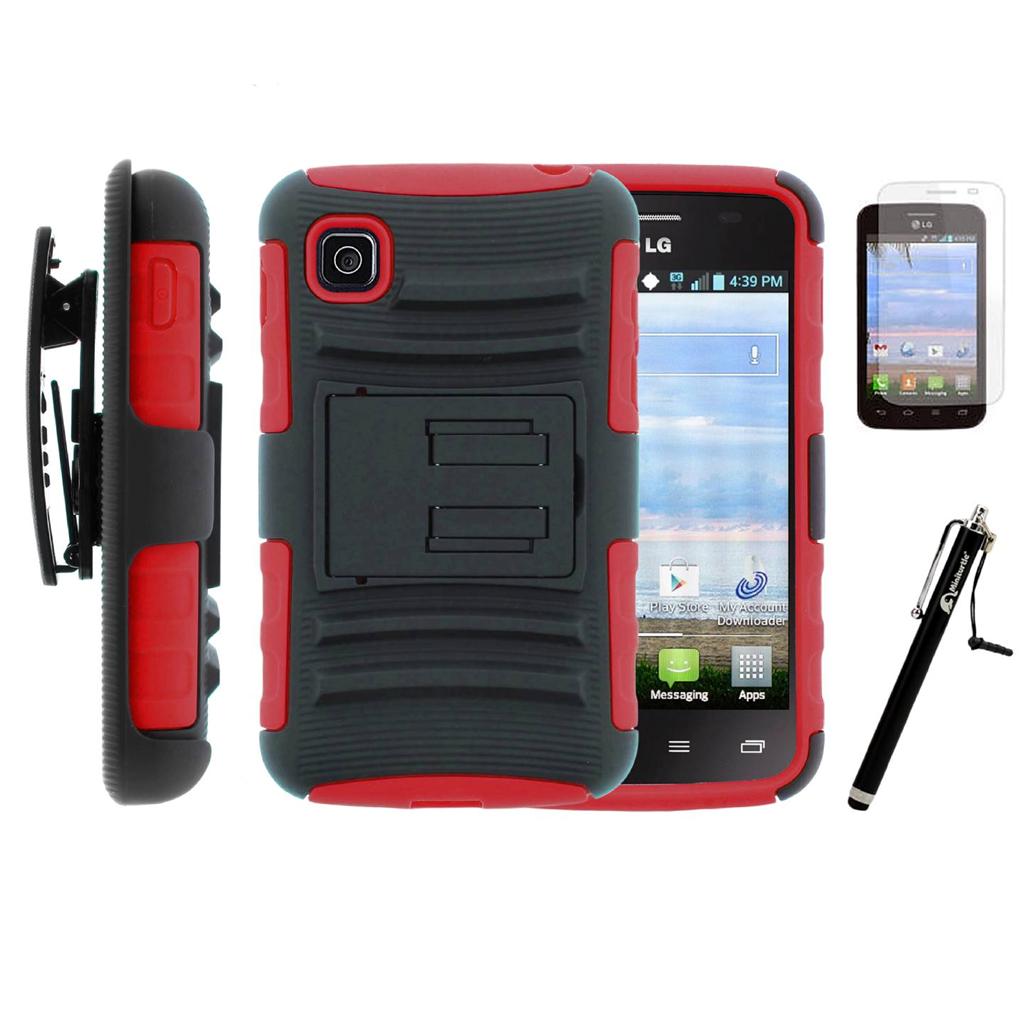 LG Optimus Dynamic 2 II L39C Rugged Belt Clip Holster Hard Hybrid Case