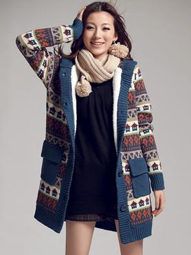 D157 Womens Cute Thick Lined Hooded Cardigan SZ8-10