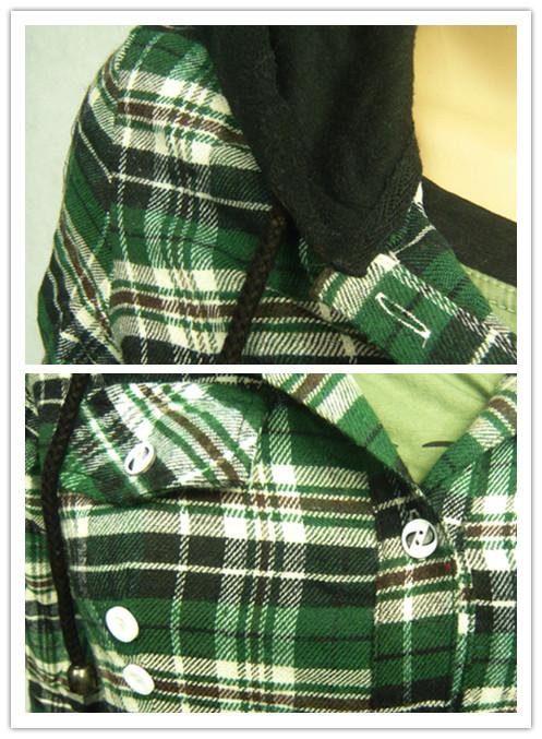 checked hooded shirt women's