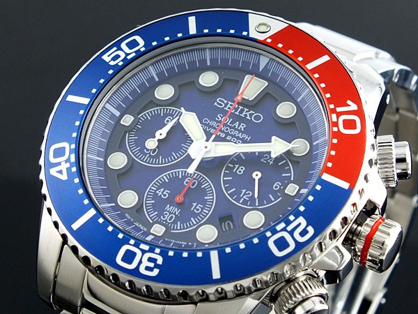 seiko men's ssc019 solar diver chronograph watch