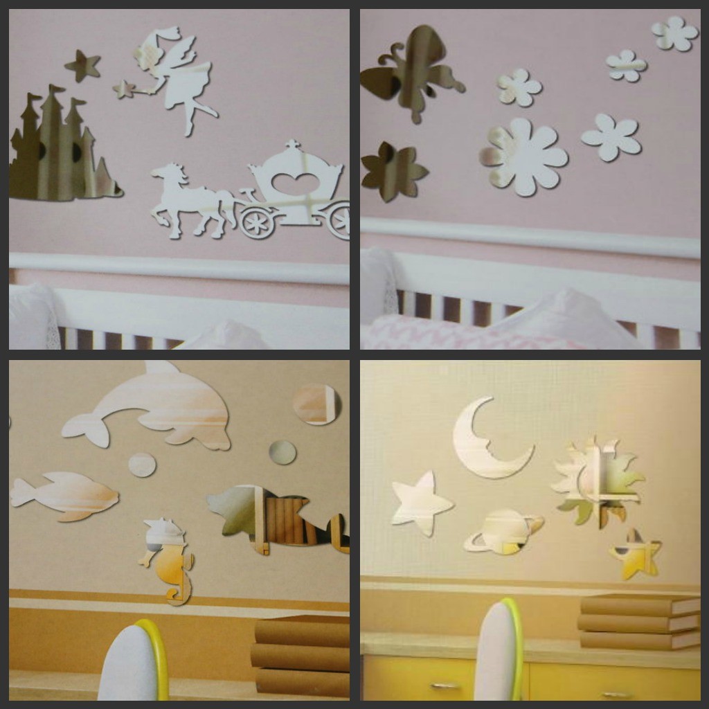 MIRROR BEDROOM NURSERY WALL STICKERS 6 DESIGNS CARS ETC eBay