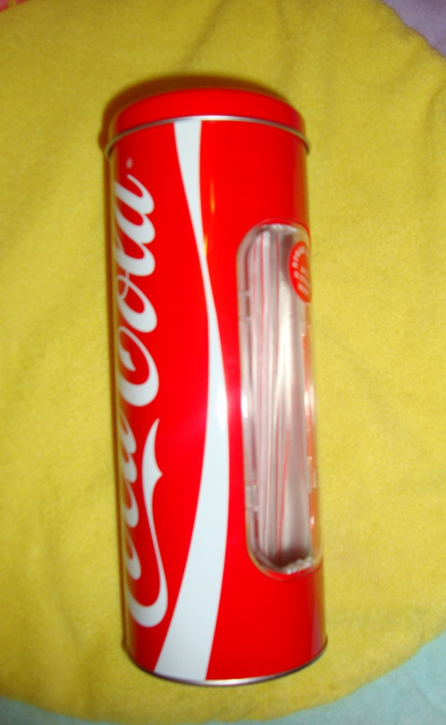 COCA COLA, COKE STRAW DISPENSER & VINTAGE RETRO FLORAL STRAW DISPENSER