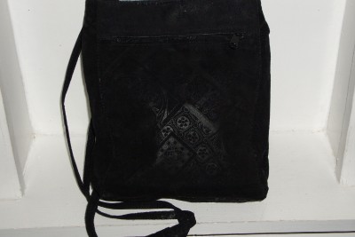 Wilson Leather Leather Handbags on Wilsons Leather Black Suede Pattern Shoulder Cross Body Bag Handbag