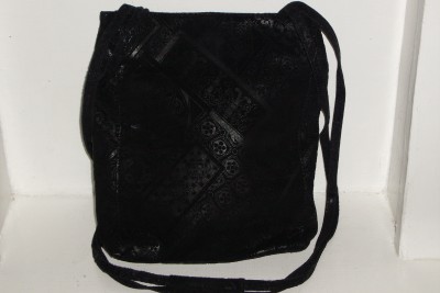 Wilson Leather Leather Handbags on Wilsons Leather Black Suede Pattern Shoulder Cross Body Bag Handbag